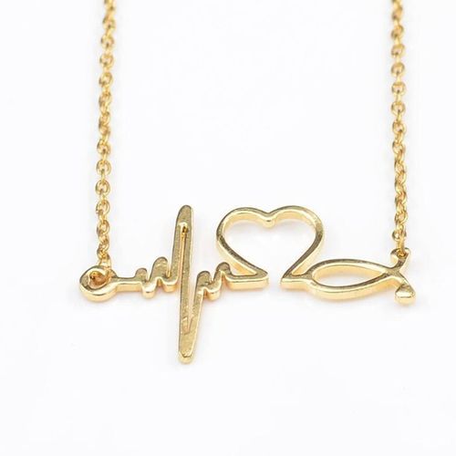 Collier Doré Avec Battement De C¿Ur Pour Femme, Pendentif En Acier Inoxydable, Idéal Comme Cadeau Pour Médecin Ou Infirmière