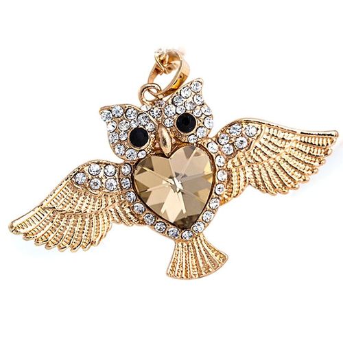 Collier À Breloques Hibou Avec Pendentif, Bijoux Animaux Avec Strass En Cristal, Accessoires Pour Femmes, Cadeau