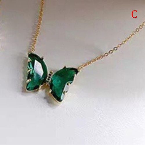 Collier Papillon En Verre Transparent Pour Femmes, Strass, Couleur Douce, Chaîne De Clavicule Papillon, Bijoux Cadeaux Pour Filles