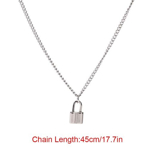 Collier Avec Pendentif Cadenas En Acier Inoxydable Pour Femmes, Chaîne À Câble
