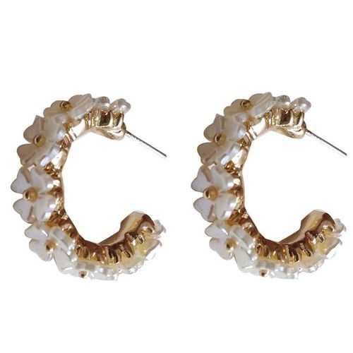 Boucles D'oreilles En Résine Blanche Plaquée Or, 1 Paire De Bijoux En Forme De Fleur Pour Femmes, Cadeaux De Fête Pour Étudiantes