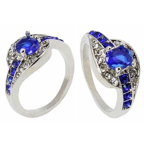 Bague En Pierre De Zircon Ovale Bleu, Bijoux Fins Uniques, Bagues De Fiançailles De Mariage Pour Femmes Et Hommes