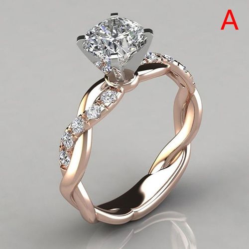 Bague De Fiançailles Pour Femmes, Solitaire Cubique, En Plaqué Platine, Cadeau En Diamant