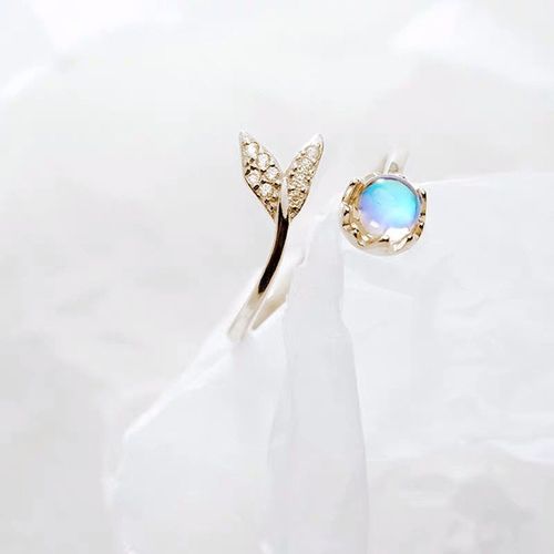 Bague En Argent Sterling 925, Mignon, Queue En Pierre De Lune, Personnalité Réglable, Bijoux Fins