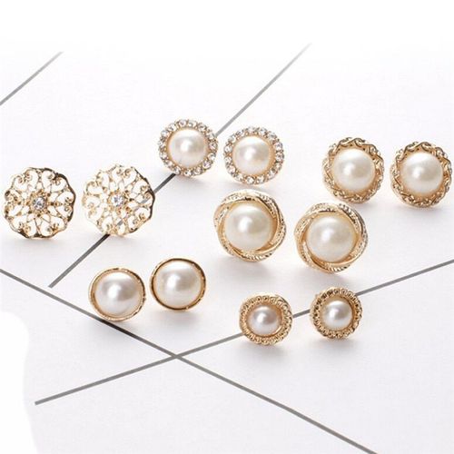 Boucles D'oreilles Élégantes En Cristal, 6 Paires, Strass, Perles De Diamant, Signe, Petits Clous D'oreilles, Bijoux