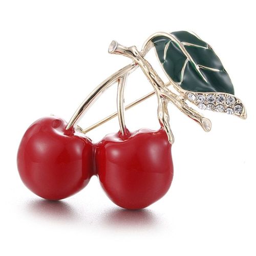 Broches En Émail Rouge Pour Femmes Et Enfants, Broche Cerise, Corsage, Petit Bouquet, Broches Hijab, Accessoires Pour Sac De Soirée