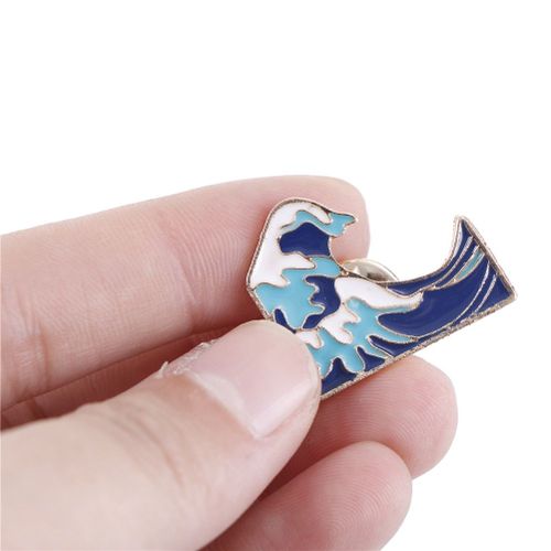 Broche En Forme De Vague De Mer Pour Sac À Dos, Broche À Fleurs De Lavande, Bouton En Émail Bleu, En Métal, Icône De Veste, Badge, Cadeau De Bijoux