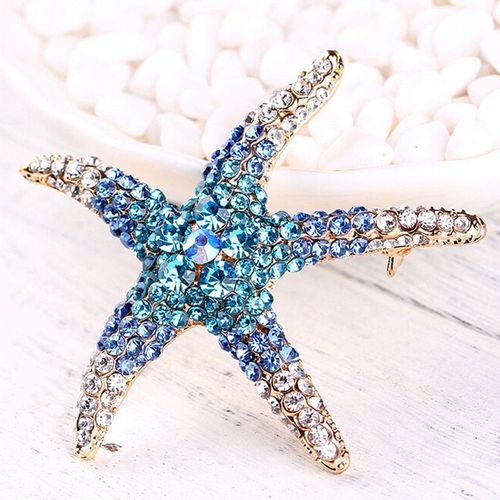 Broche Étoile De Mer En Strass Pour Femmes, Accessoires Bijoux, Rouge, Bleu, Vert, Bleu
