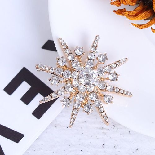 Broche De Mariage En Argent, Flocon De Neige, Diamant, Strass, Cristal, Cadeau De Noël