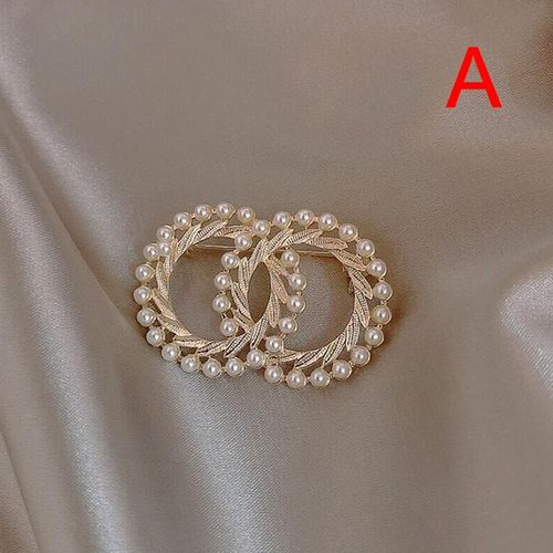 Broche En Métal Pour Femmes, Bijoux Faits À La Main, Perle Complète, Émail Coloré, Double Cercle, Qualité Supérieure