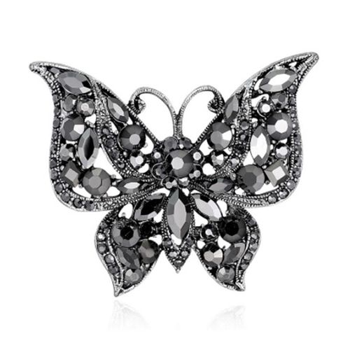 Broche Papillon En Strass, Couleur Foncée, Pour Manteau D'insecte, Bijoux À La Mode, Broches D'animaux, Cadeaux De Bouquet De Mariage