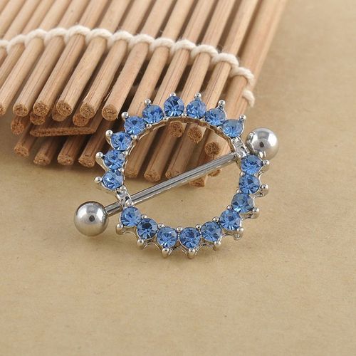 2 Pièces Plaqué Argent/Vert/Rose Cz Gemme Pavé Cercle Mamelon Bouclier Piercing Anneaux Piercing Mamelon Piercing Bijoux De Corps