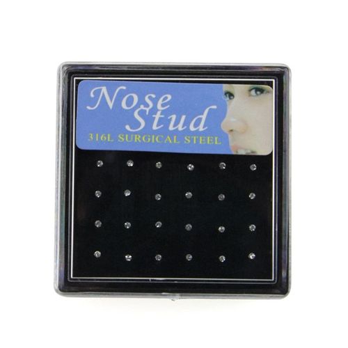 Anneau De Nez En Acier Inoxydable Avec Strass En Cristal, 24 Pièces, Piercing Pour Le Corps, Clou Pour Os