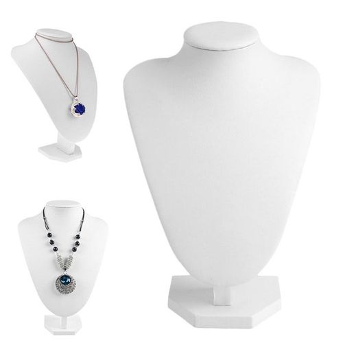 Présentoir De Bijoux En Faux Cuir, Porte Collier, Support De Buste Et De Cou