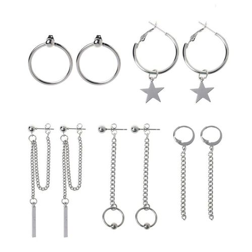Kit De Boucles D'oreilles En Titane Et Acier, Bijoux Coréens, Kpop, Hip Hop Punk, Chaîne À Pampilles, Goutte D'eau