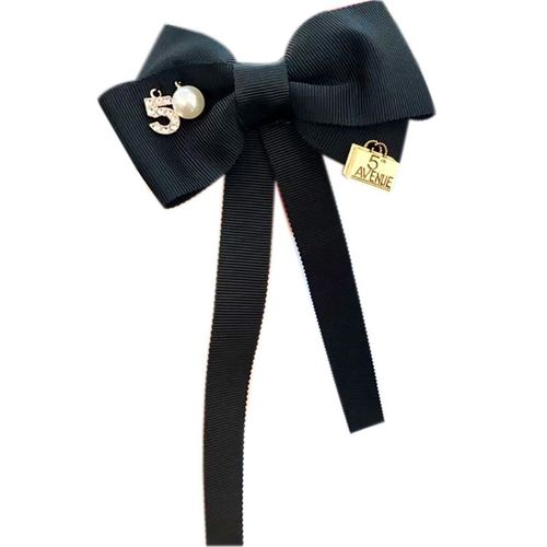 N¿Ud Papillon Long Ruban Pour Femmes, Broche Numéro 5, Fausse Perle, Épingle À Revers, Cravate Pré Attachée, H37c