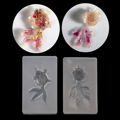 Pendentif Poisson Rouge Porte Bonheur 2 Pièces, Moule En Résine Époxy, Outils De Fabrication De Bijoux