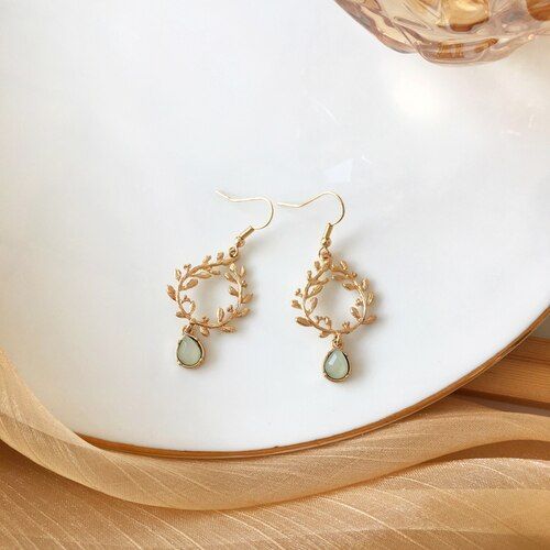 Boucles D'oreilles Pendantes Pour Filles, Bijoux Tendance, Style Printemps Été, Plaqué Or, Joli Vert, Cadeaux Pour Dames