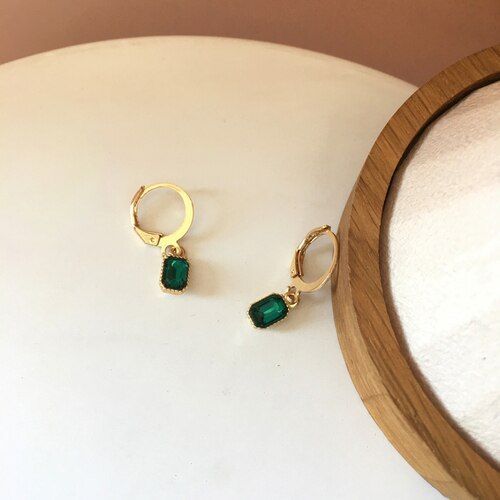 Boucles D'oreilles En Verre Vert Pour Femmes, Bijoux Délicats, Vintage, Carré, Joli Design, Offre Spéciale, Cadeaux De Fête
