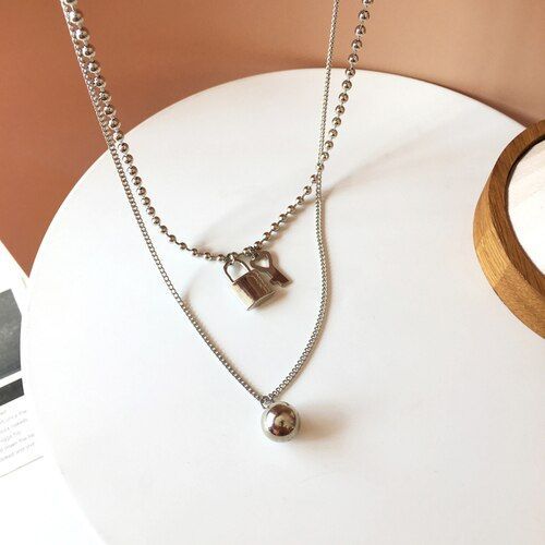 Collier Chaîne En Métal Argenté Pour Femmes Et Filles, Bijoux Modernes, Style Populaire