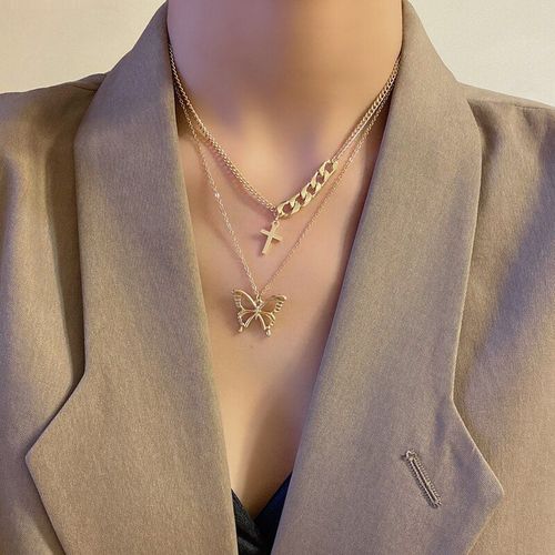 Collier Multicouches En Métal Pour Filles, Chaîne De Bijoux Tendance, Pièce De Monnaie Ronde Et C¿Ur, Pendentif Géométrique, Cadeaux Pour Filles, Offre Spéciale