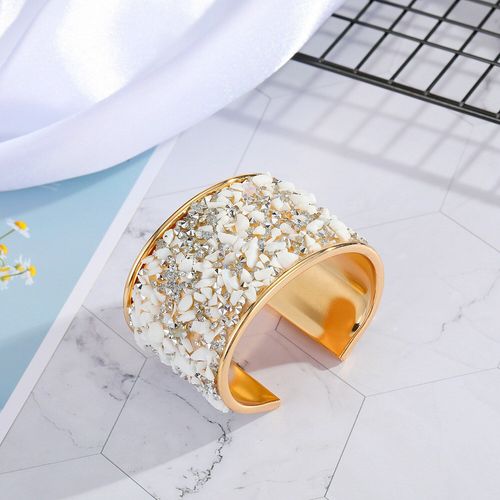 Bracelet Manchette Métallique Bohème Doré, Strass Colorés, Résine Cristal Ouvert, Large Réglable, Bijoux Cadeaux Pour Femmes