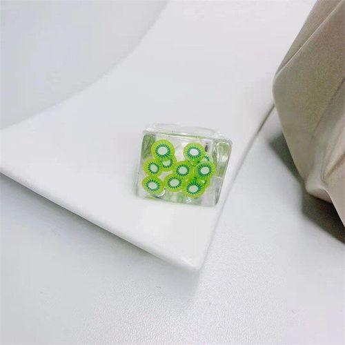 Bagues Carrées En Résine Pour Fille, Bijoux Tendance, Joli, Transparent, Bonbons, Fruits, Fraises, Kiwi, Cadeaux De Fête