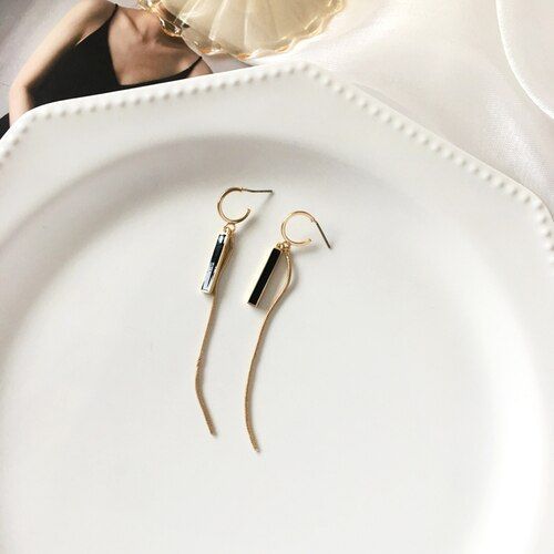 Boucles D'oreilles En Métal Aiguille S925, Nouveau Design Populaire, Plaqué Or, Noir, Goutte, Bijoux Cadeaux Pour Femmes, 2021
