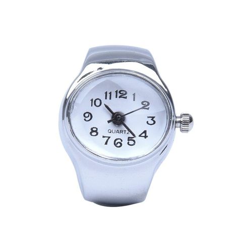 Montre À Quartz Ovale, Bague En Alliage Blanc Pour Femme