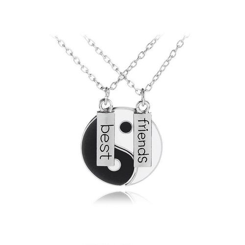 Colliers Et Pendentifs Pour Meilleurs Amis, Cadeau D'amitié, Tai Chi Yin Yang, Pour Femmes Et Hommes (Noir Et Argent)
