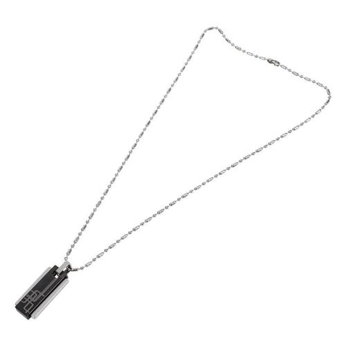 Bijoux Pour Hommes En Acier Inoxydable 316l, Noir, À La Mode, Colonne Carrée Mobile, Pendentifs De Colliers En Acier Titane Avec Chaîne En Bambou