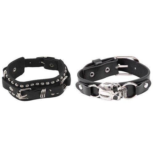 Bracelet En Cuir Pour Femmes, Punk, Rivet, Mode, Unisexe, Ceinture, Noir, Punk, Crâne, Noir