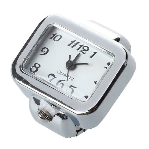Bague De Montre À Quartz, Cadran À Chiffres Arabe Rectangle Blanc, Bijoux Unisexe