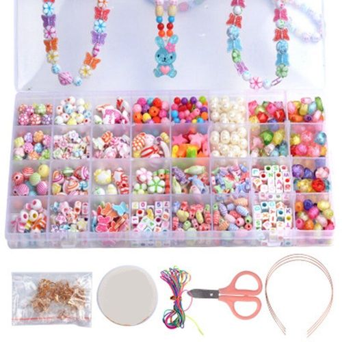 Jouets Perlés Pour Enfants, 32 Grilles, Bricolage À La Main, Perles Amples, Artisanat, Fabrication De Bracelet, Collier, Ensemble De Bijoux, Cadeau Pour Filles