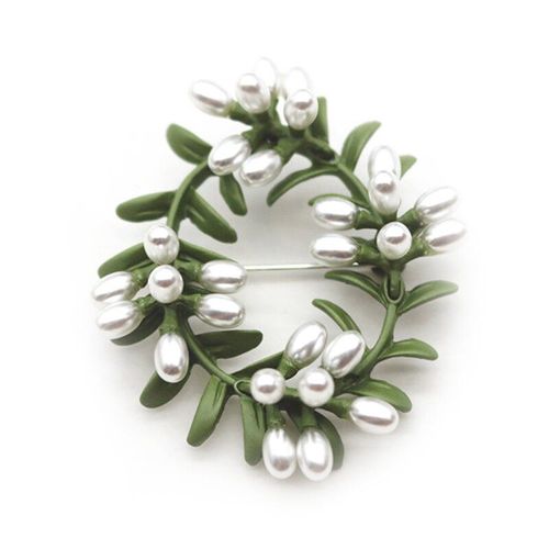Broches À Breloques En Forme De Feuille, Demi Trou, Imitation Perle, Vert Rétro Pour Femmes, Plante Mignonne, Vêtements, Bijoux, Accessoires, Nouvelle Collection