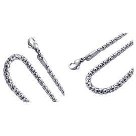 Chaîne À Bijoux Pour Hommes, Collier À Bordure En Acier Inoxydable, Couleur Argent 3 Mm De Large, 50 Cm De Long Et 70 Cm De Long, 2 Pièces