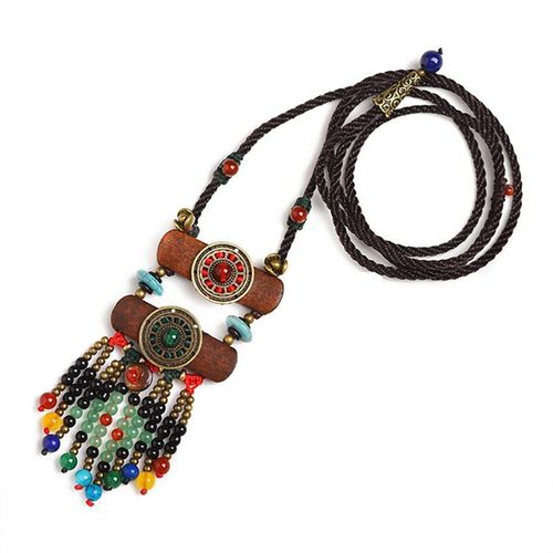 Collier Perlé Rétro Bohème Ethnique Fait À La Main Pour Femme, Accessoires De Vêtements Multicolores
