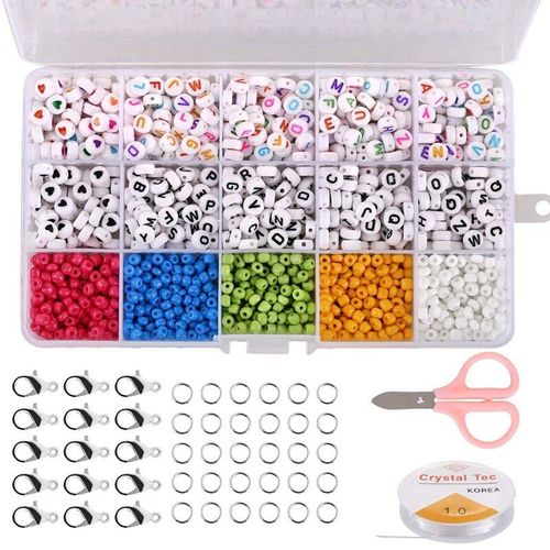 Perles De Rocaille En Verre De 4mm, 900 Pièces, Avec 700 Lettres, Pour Bracelets, Colliers, Porte Clés Et Bijoux Pour Enfants, À Faire Soi Même