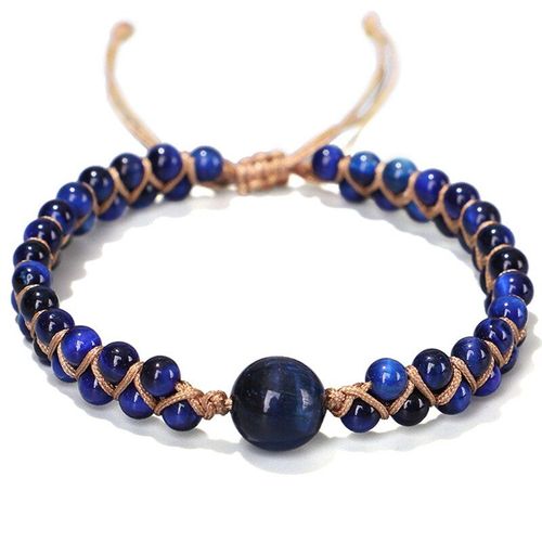 Bracelet Chaîne À Breloques En Pierre Naturelle, Fait À La Main, Bleu ¿Il De Tigre, Perles, Tressé, Yoga, Bijoux
