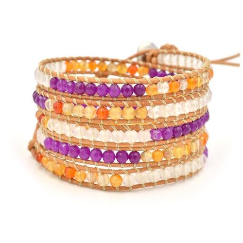 Bracelet À Enrouler En Quartz Rose Pour Femmes, 3 Pierres Naturelles De Labradorite, Style Bohème, Chic, À La Mode