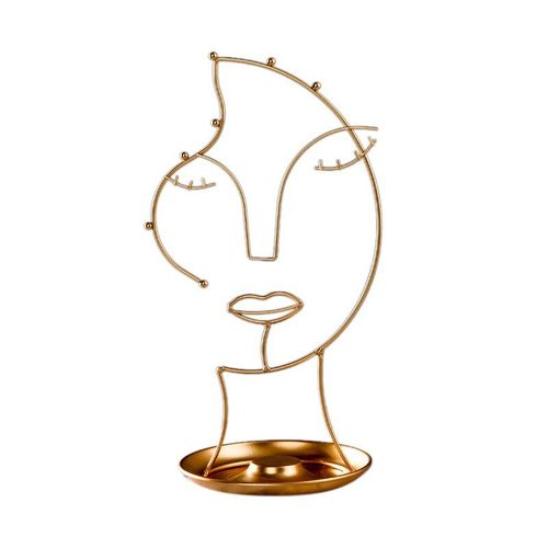 Boîte De Rangement En Métal Pour Bijoux, Plateau, Décor De Maison, Visage Doré, Ornements De Pièce, Boucles D'oreilles, Présentoir De Colliers