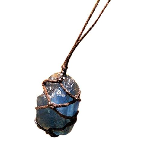 Pierre De Traitement En Fluorite, Quartz Naturel, Bleu Vert, Ornement, Pendentif En Fluorite, Tressé À La Main