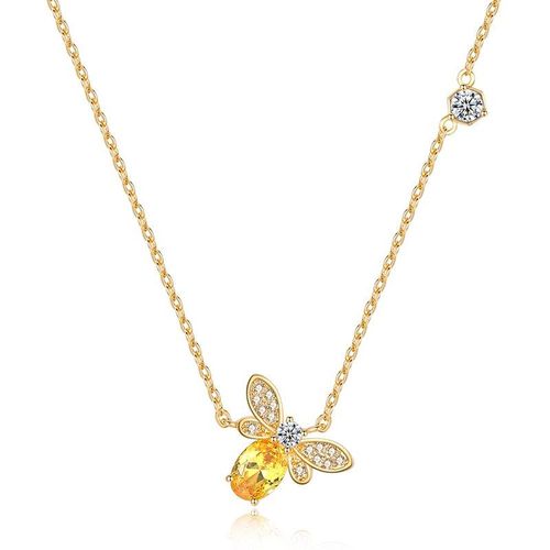 Collier Avec Pendentif En Zircon, Couleur Champagne, Abeille, Bijoux, Cadeau De Fête, Fiançailles, Mariage