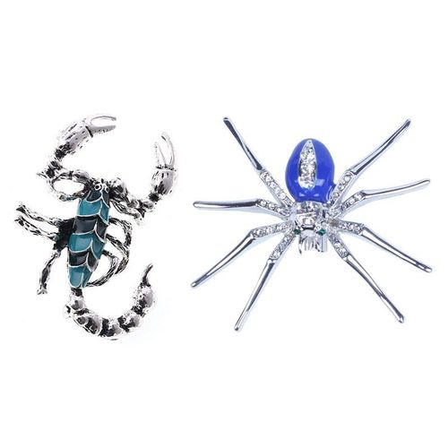 Broche À Clip Éblouissante Avec Strass, Araignée Et Scorpion, 2 Pièces