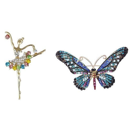 Broche À Fleurs En Strass, Mélange De Couleurs, Verte, À La Mode