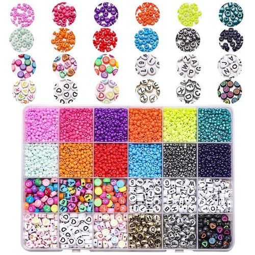 Perles Pour Enfants, 24 Grilles, Jouets Créatifs, Amples, Artisanat, Fabrication De Bracelet, Collier, Ensemble De Bijoux, Cadeau