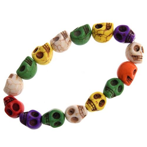 Bracelet De Prière Bouddhiste, 1 Pièce, Perles De Crâne Turquoise Et 1 Pièce, Anneau De Locomotive Punk En Acier Inoxydable