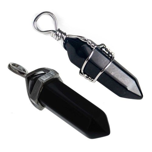 Pendentif Chic En Pierre D'onyx Noir, 2 Pièces, Pour Collier