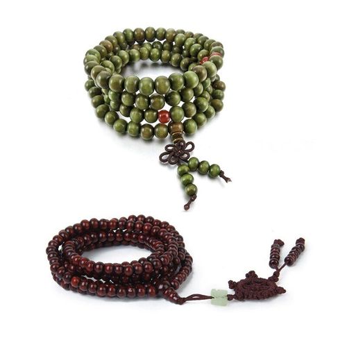 Bracelet Mala Bouddhiste Tibétain, 216 Pièces, Collier En Bois De 8mm, Sandale Verte Tibétaine, 108 Pièces