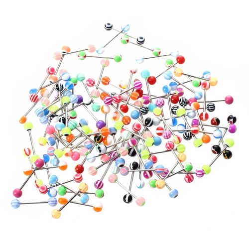 Piercing Pour Langue En Acier Multicolore, 100x 316l